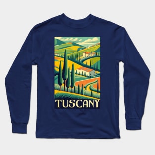 A Vintage Travel Art of Tuscany - Italy Long Sleeve T-Shirt